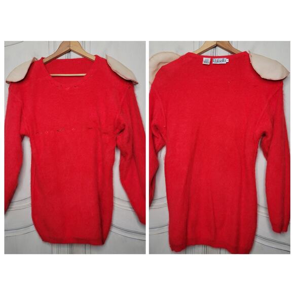 VTG Rafaella Angora Rabbit Wool Holiday Christmas Ribbon Jingle Bell Sweater✨️M - Picture 8 of 14